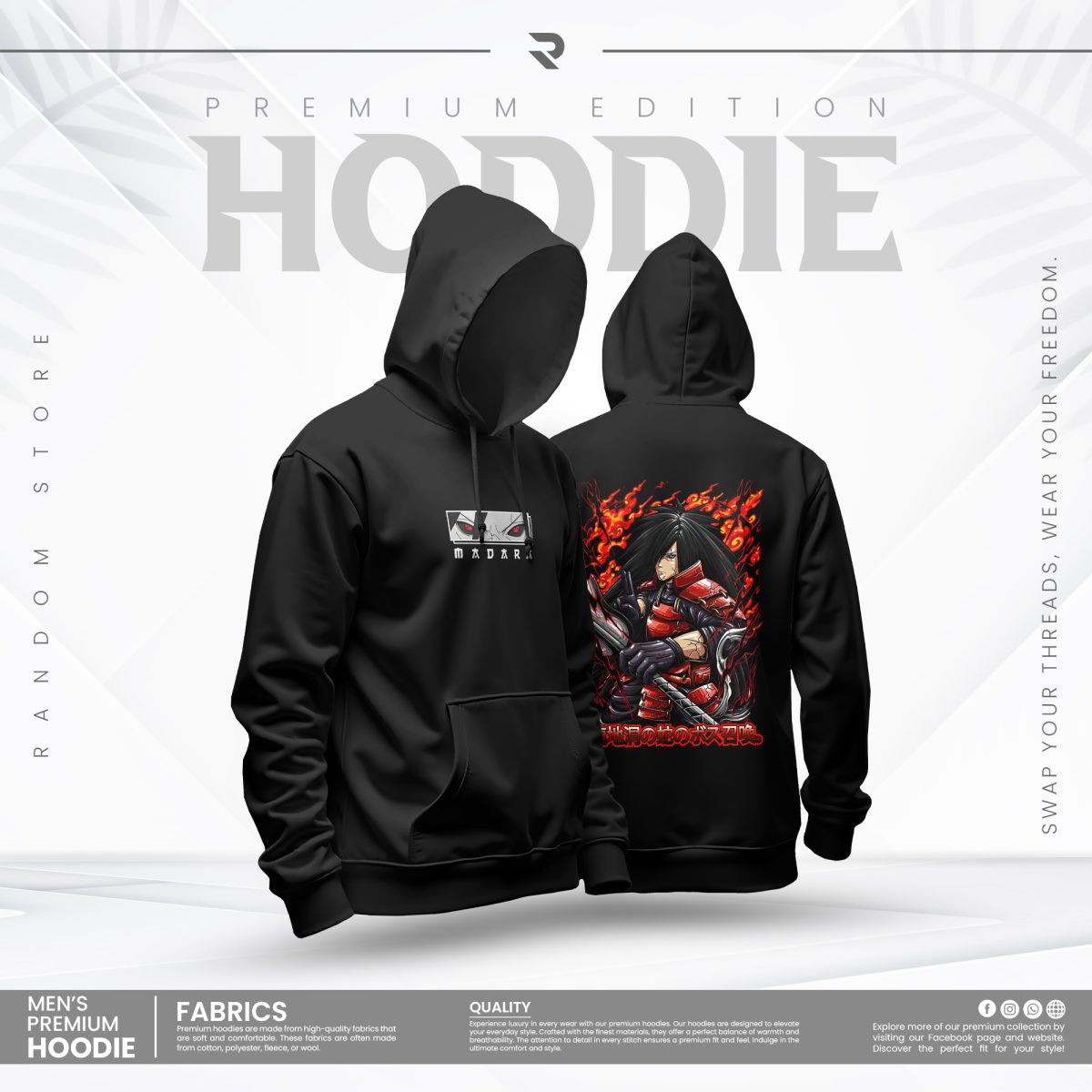 MADARA UCHIHA - PRINTED HOODIE - Image 1
